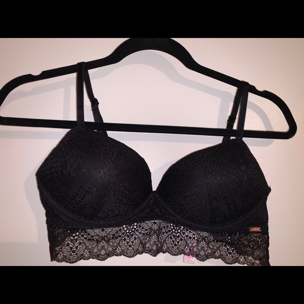 PINK Victoria’s Secret Black Lace Push Up Bra